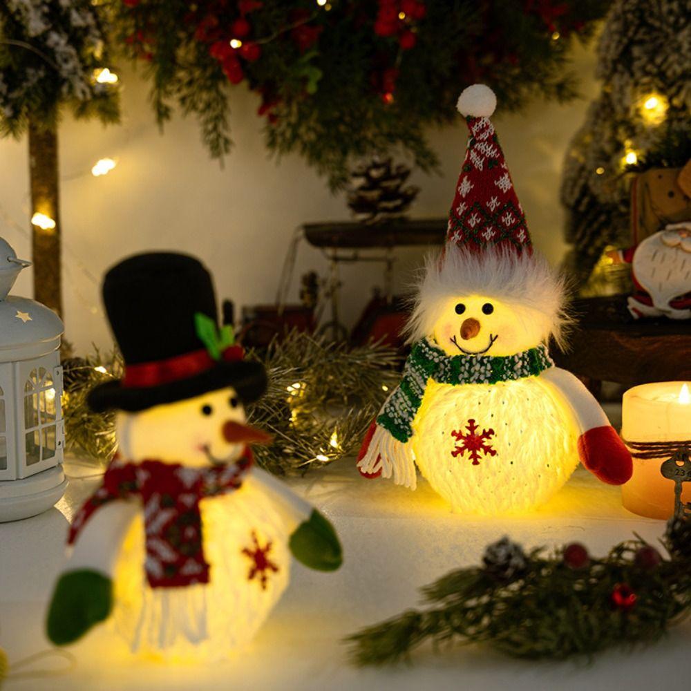 Snowflake Christmas Snowman Doll Toys Cartoon Luminous Snowman Ornament  New Year Gift