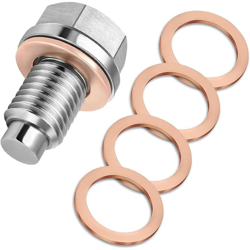 A51K-M14x1.5 Magnetic Stainless Steel Oil Pan Drain Nut Bolt With Copper Crush Washer Anti Leakage For Cars,Motorcycles,Boats M