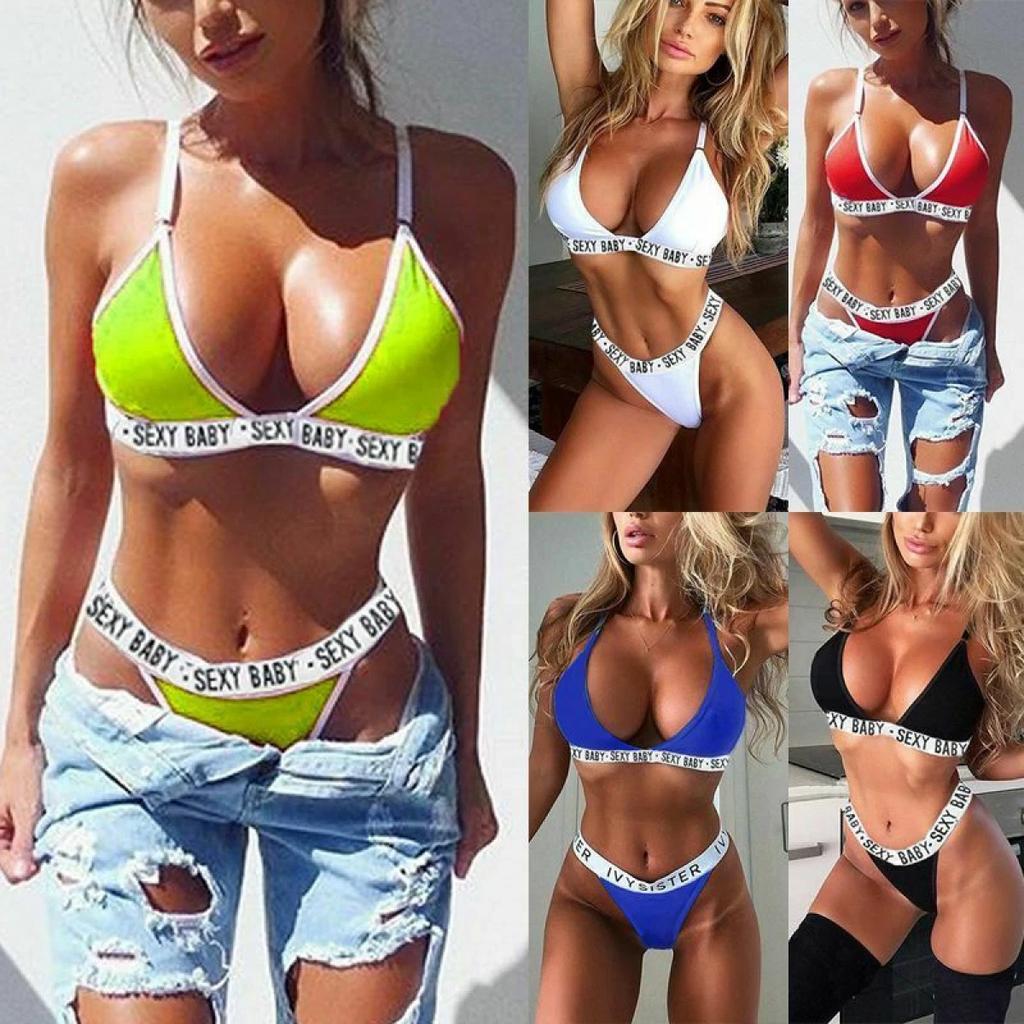 Summer Sexy Women Bikini Set Bathing Suit V Thong Swimwear Push Up Swimsuit Set