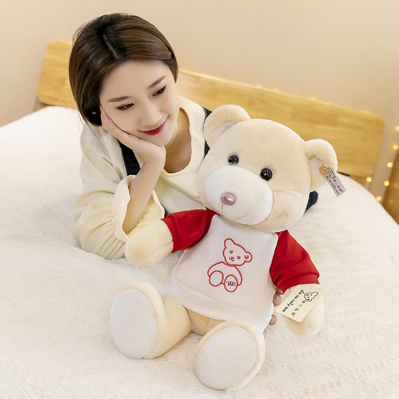 Cartoon Sweatshirt Bear Plush Toys Children's Birthday Gift Dressing Couple Bear Pillow Grabbing Machine Doll Activity