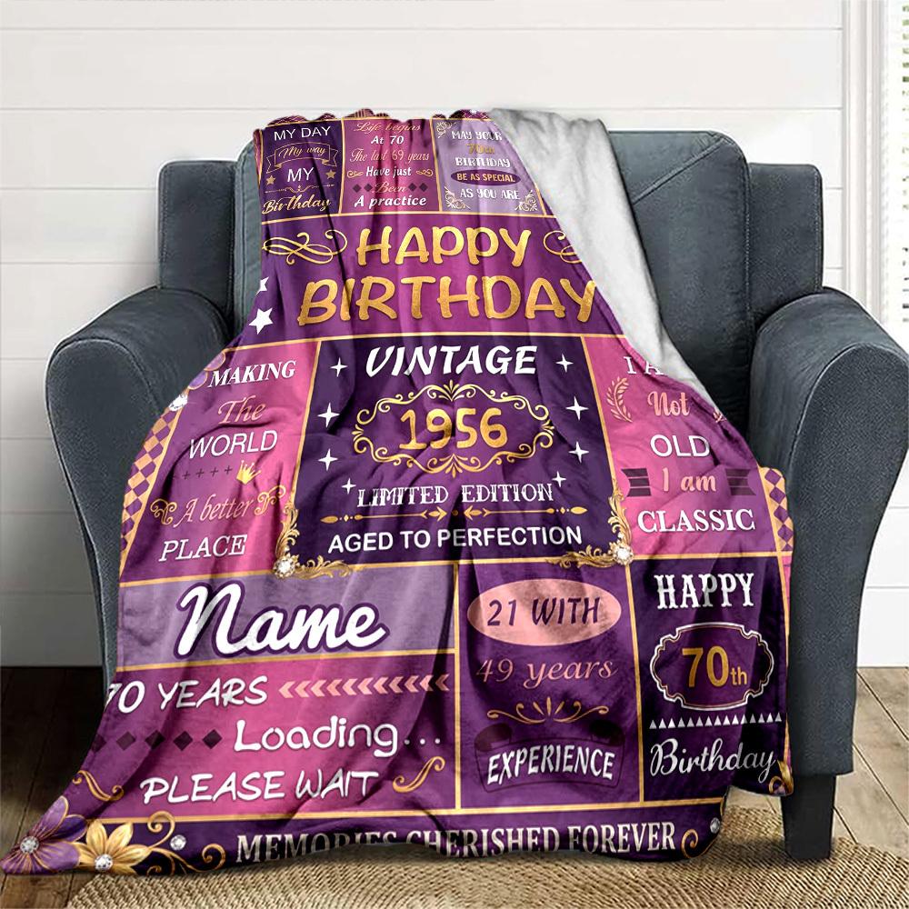 Vintage Celebration Blanket Personalized Name Soft Warm And Versatile For Sofa Bed Office And Travel Machine Washable Comfortable In All Seasons Best
