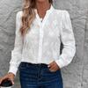 Long-sleeved Blouse for Women, New Style, Cardigan Shirt, Suitable for Office Wear, Open-weave Lace Jacquard Shirt
