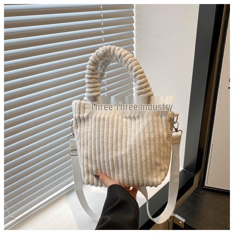 2024 Winter Corduroy Plush Crossbody Bucket Bag - Cute Furry Handbag
