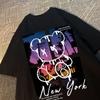 New York Art Word Cartoon Bear Sunset Scenery Design T Shirts Men Hip Hop Cotton Shirt Loose Summer T Shirts Oversized Tees