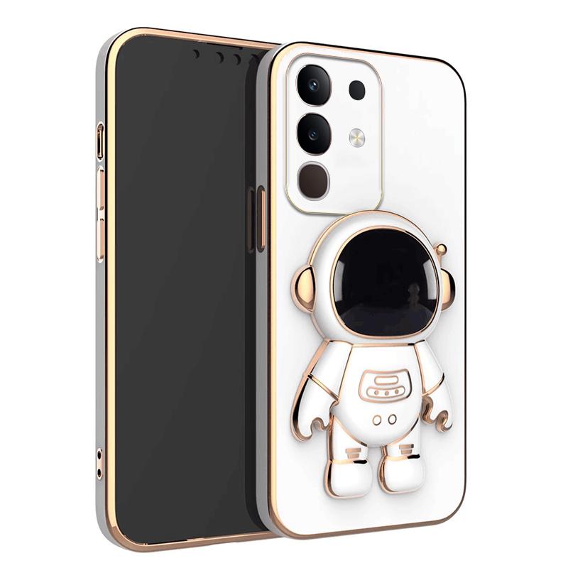 For Vivo Iqoo Z10X Case Shining Astronaut Spaceman Bracket Holder Design Soft Plating For Vivo Iqoo Z10X Back Cover