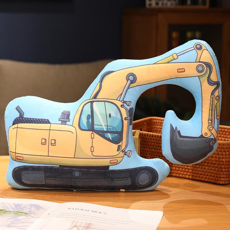 Cartoon Vehicle Throw Pillow Printing Special-Shaped Excavator Car Plane Children'S Early Education Fun Plush Toy