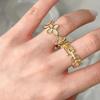 2PCS Advanced Clover Hollow Micro Inlaid Ring Bracelet Set Jewelry