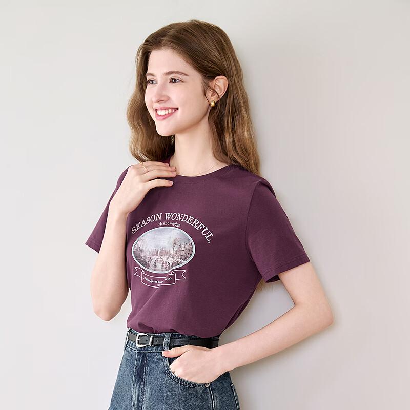Betu Women's Round Neck Art Print Short Sleeve T-Shirt