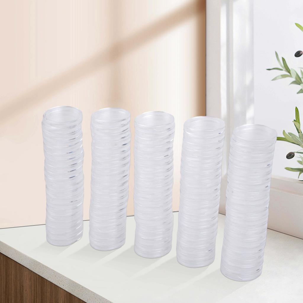 100x Transparent Coin Capsules Coin Case Holders Container Storage Boxes - 25mm