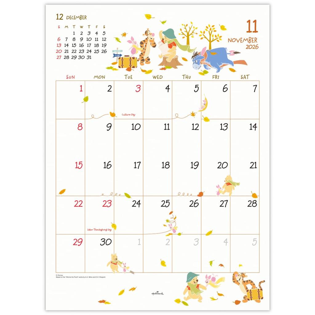 Hallmark Disney Winnie the Pooh 2026 Calendar Wall Hanging Large 845353