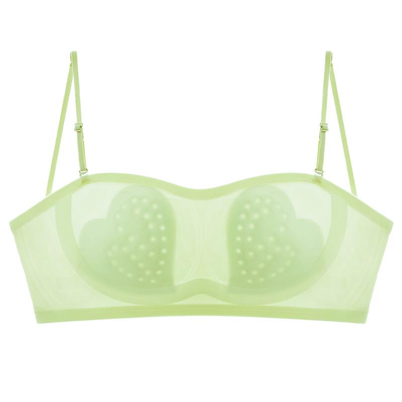 Ultra-thin beautiful back breathable rabbit ears heart-shaped steel-free half cup bra cover new big backless