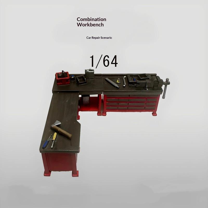 1/64 Model stołu warsztatowego do majsterkowania, scena garażowa, warsztat, rekwizyt do ekspozycji, scena stołu piaskowego, ozdoby, kolekcja, prezenty