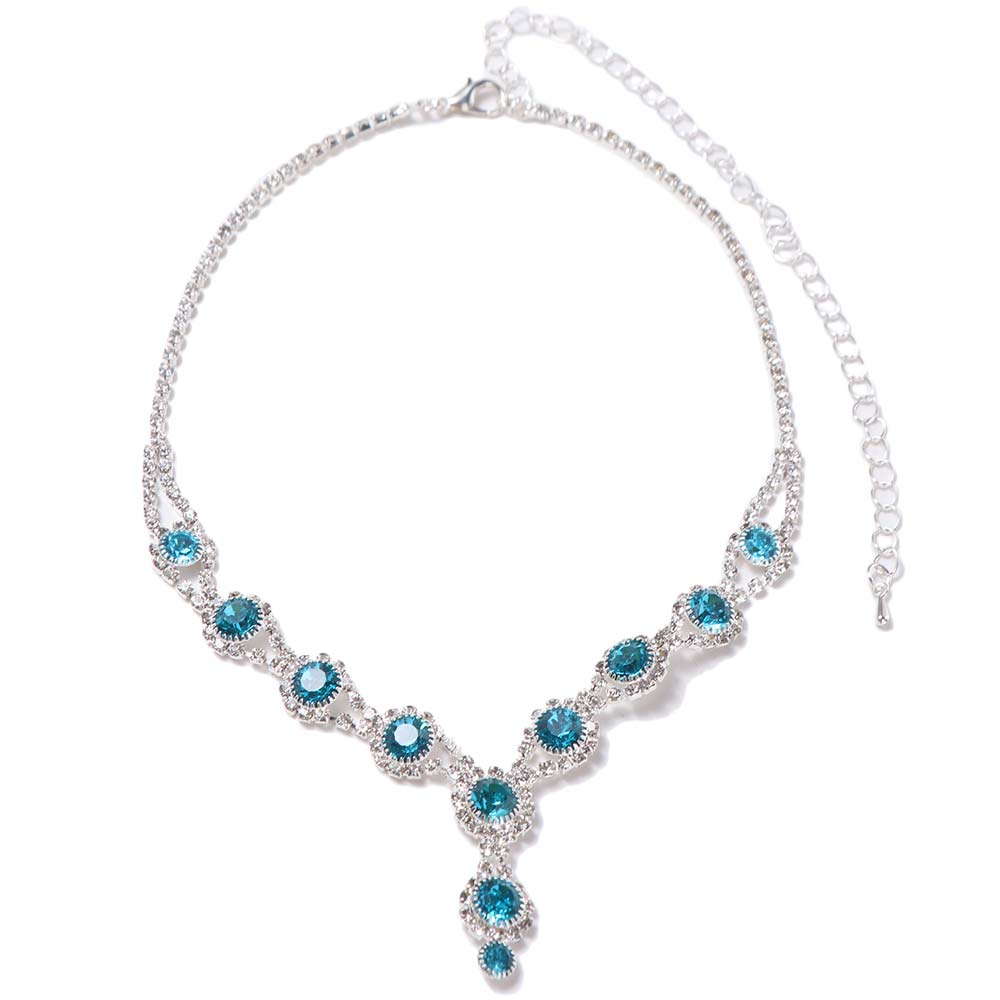 Shining Earrings Crystal Necklace Brida Rhinestone Jewelry Set  Banquet