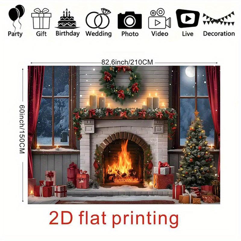 1Pcs Winter Holiday Fireplace Decoration Background Bedroom Backdrop Decorations For Photo Studio Photo Booth Christmas Party