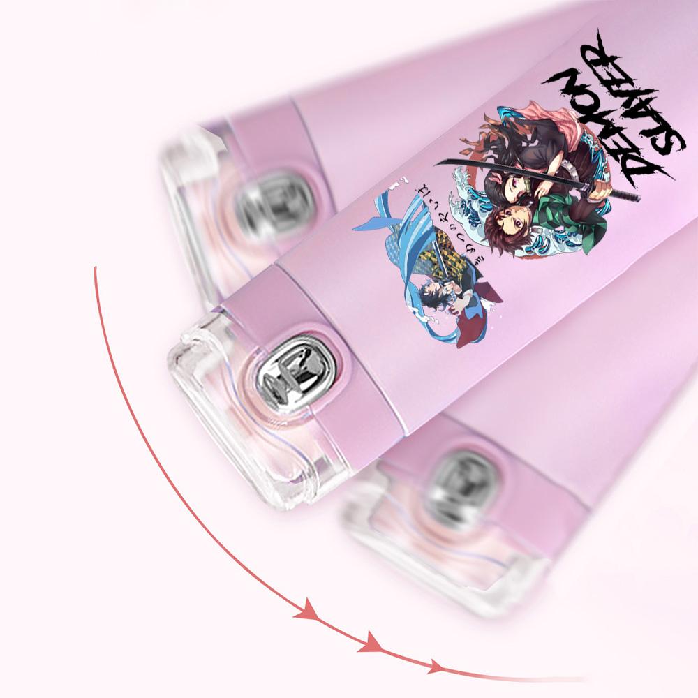 Cartoon Dämonentöter Aufdruck Weiß Thermosbecher Tragbar Edelstahl 400ml Wasserflasche Auslaufsicher Camping Trinkbecher Geschenk