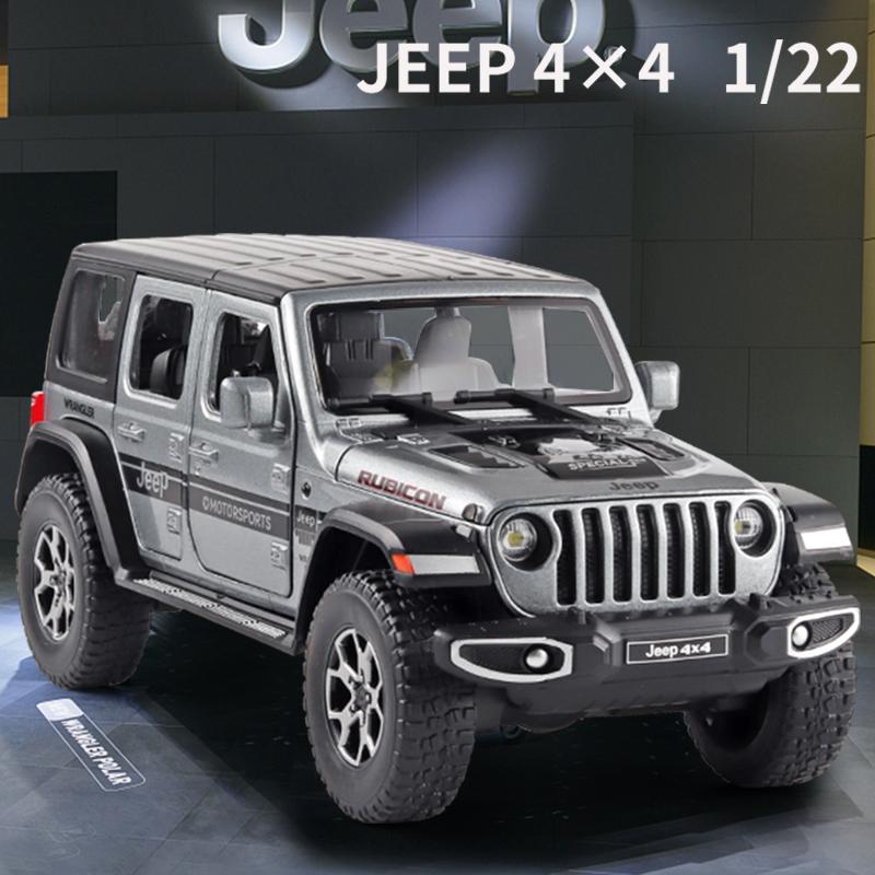 1/22 Scale Jeeps Wrangler Pickup Off-road Vehicle Alloy Model Car Simulation Sound and Light Diecast Metal Toy Collection Gift for Boy