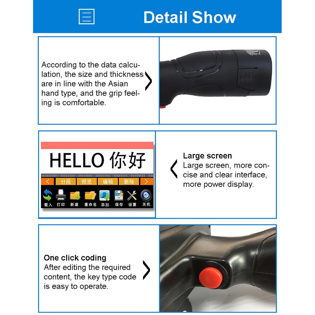 Variable Qr Bar Batch Code Date Number Logo Expiry Date Label Mobile Portable Hand Jet Handheld Thermal Inkjet Printer