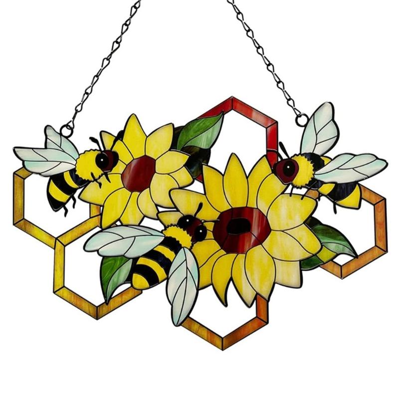 3D Flower Bee Wall Garden Pool Decoration Colorful Outdoor Indoor Wall Hanging Household Outside Party Sculpture 1