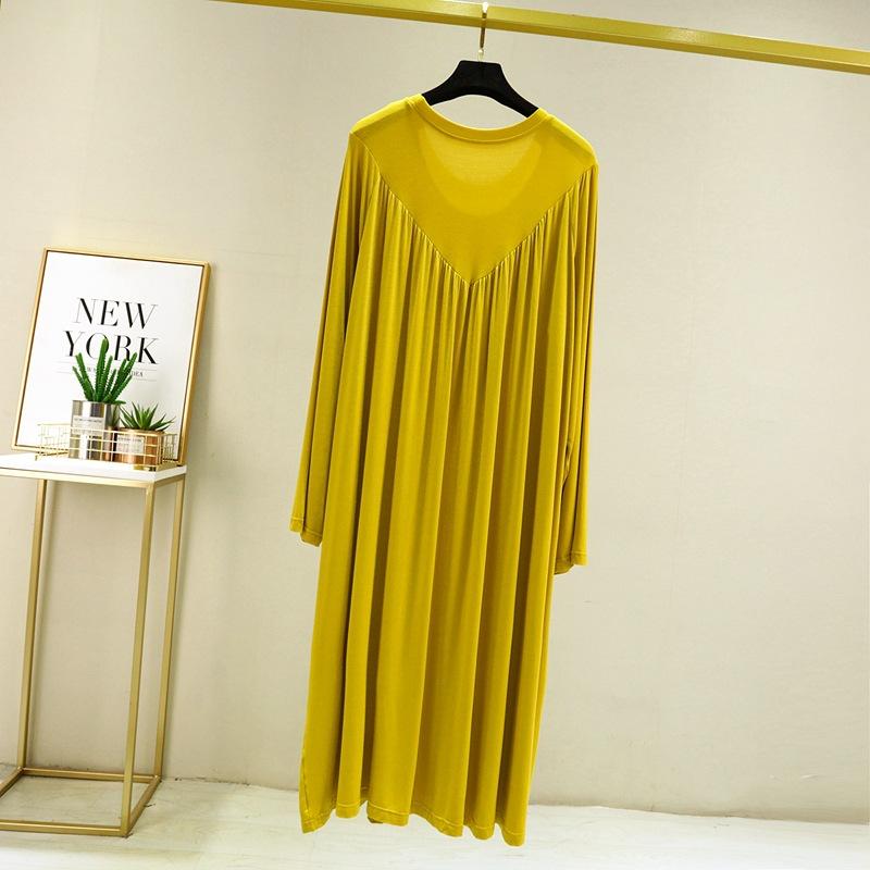 Ruffle Dress Pleated Womens Loose Plus Size Nightgown Long Long Sleeve Dress