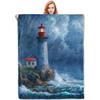Stormy Lighthouse Blanket Gifts for Women Lighthouse Flannel Blanket Soft Warm Lightweight Throw Blankets for Custom Blankets