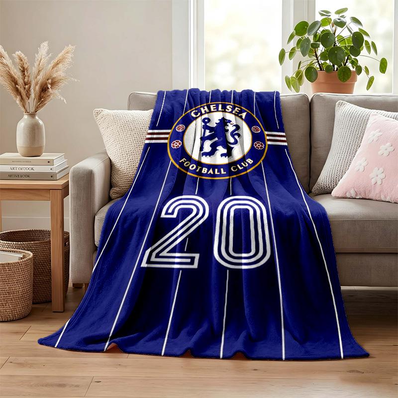 Chelsea FC Blanket Flannel Blanket Soft Cozy Plush Throw for Sofa Bed Lightweight Home Decoration