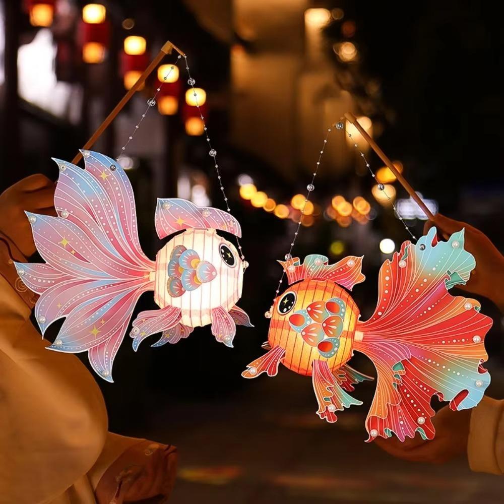 

DIY Lantern Material Kit Goldfish Lanterns Middle Autumn Festival Lantern Parent Child Activity Style C