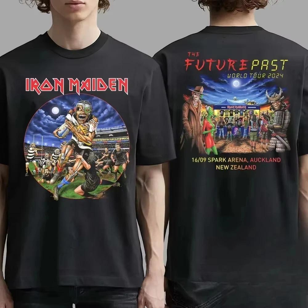 Iron Maiden The Future Past World Tour 2024 Eddie Stampa Grafica Fronte/Retro Band Heavy Metal Streetwear T-Shirt