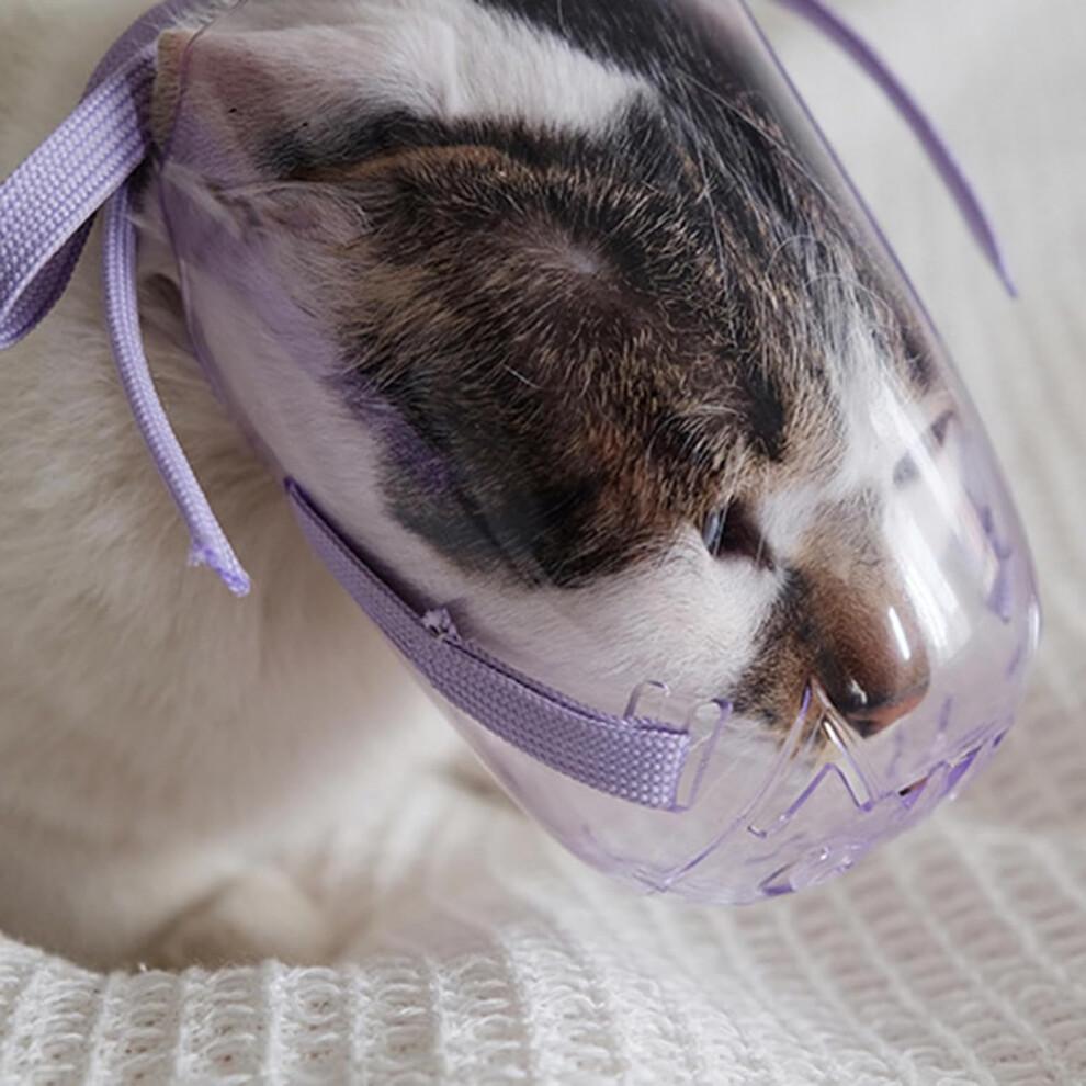 Cat Muzzle Cat Face Guard Mask for Grooming Breathable Transparent PVC Muzzle Large Size for Cats