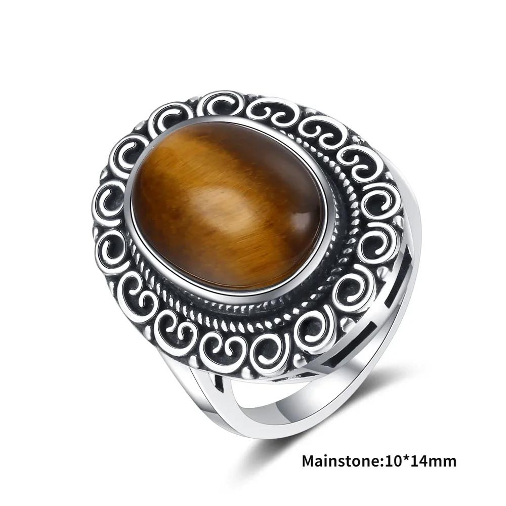 High Quality Natural Tiger Eye Rings S Silver  Ring for Women Gifts Vintage Fine Wedding Party Ring Wholesale