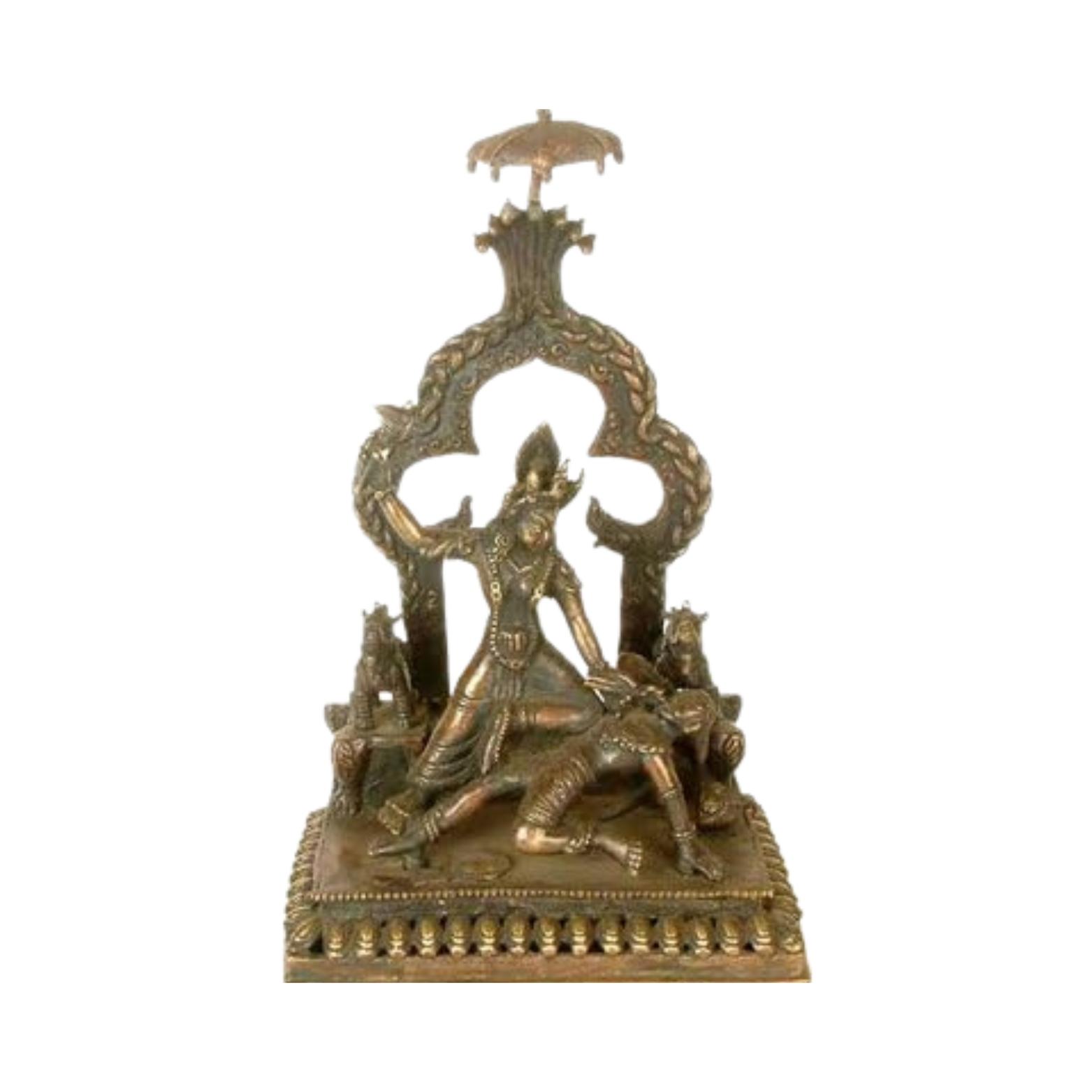 

Ashtadhatu Mix Brass Made Shree Baglamukhi Mata Idol, Religious, Gold - 28 Cm