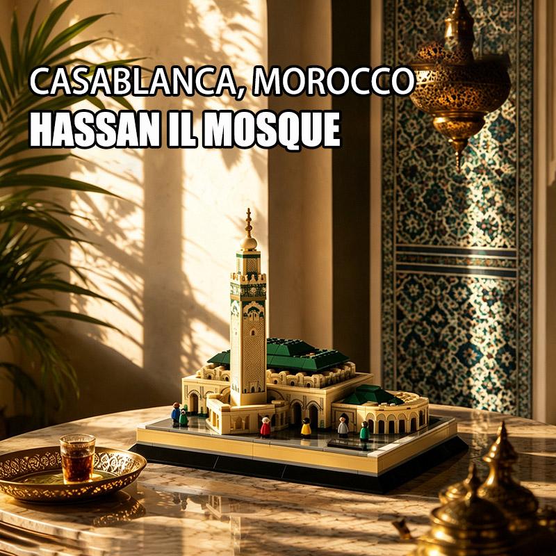 City Series MOC 548pcs Morocco Casablanca Hassan II Mosque Building Blocks Bricks Toys Mosquée Hassan-II Model Kit For Men Gifts