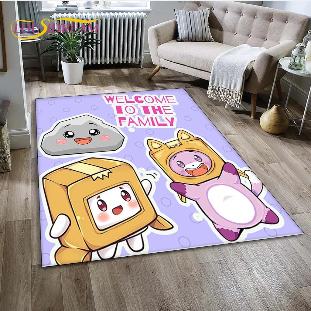 Lankybox Cute Happy Boxy Foxy Rocky Carpet Rug for Bedroom Living Room Home Sofa Decoration,Children Game Large Decor Floor Mat