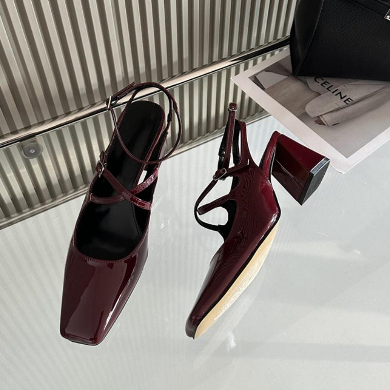 

Bailamos Brand New Sandals Heel Women Block High-heeled Mary Janes Slingback Shoes Multi-buckles Woman Sandalias 35 красный