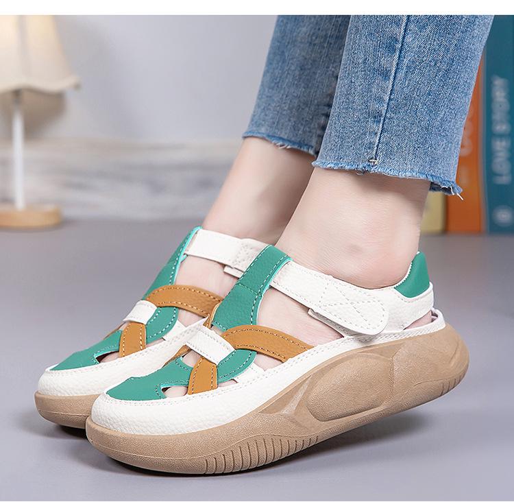 2025 Women's Thick-Soled Velcro Sandals – Breathable, Soft, Casual White Shoes