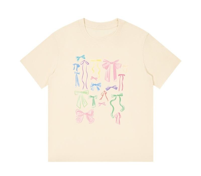 Small and Trendy Brand Design Sense Printed Short-sleeved T-shirts for Men and Women, Korean Summer Pure Cotton Ins