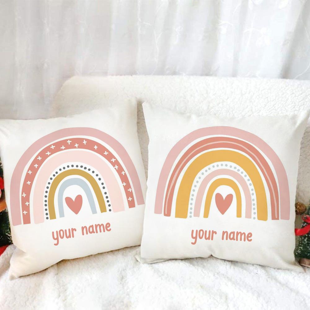 

Rainbow Print Custom Made Cushion Cover Adult Children Personalized Name Customize Pillowcase Home Housewarming Birthday Gifts 450mm*450mm