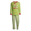 Ensemble de pyjama de Noël à manches longues pour homme avec haut à imprimé graphique et pantalon rayé Vêtements de nuit doux et confortables pour la saison des fêtes