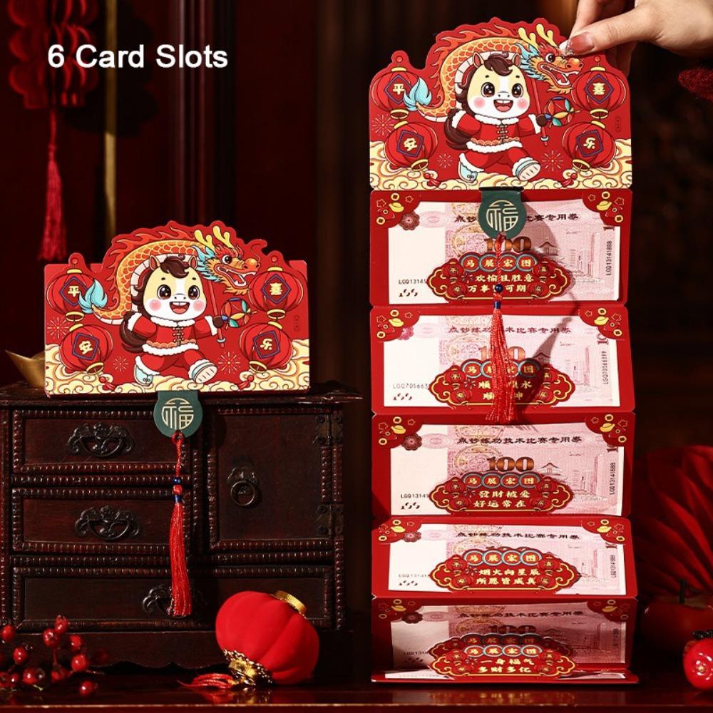 Paper Horse Year Red Envelope 3D Design Red Color Cartoon Red Envelope Chinese Style Folding Style Chinese New Year Envelope