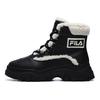 Fila Two-Layer Cowhide Suede Warm Wear-Resistant Thick Sole Plush Short Snow Boots Women Boots Black F12W144404FBK