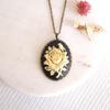 Vintage Black Rose Cameo Necklace In Retro Style