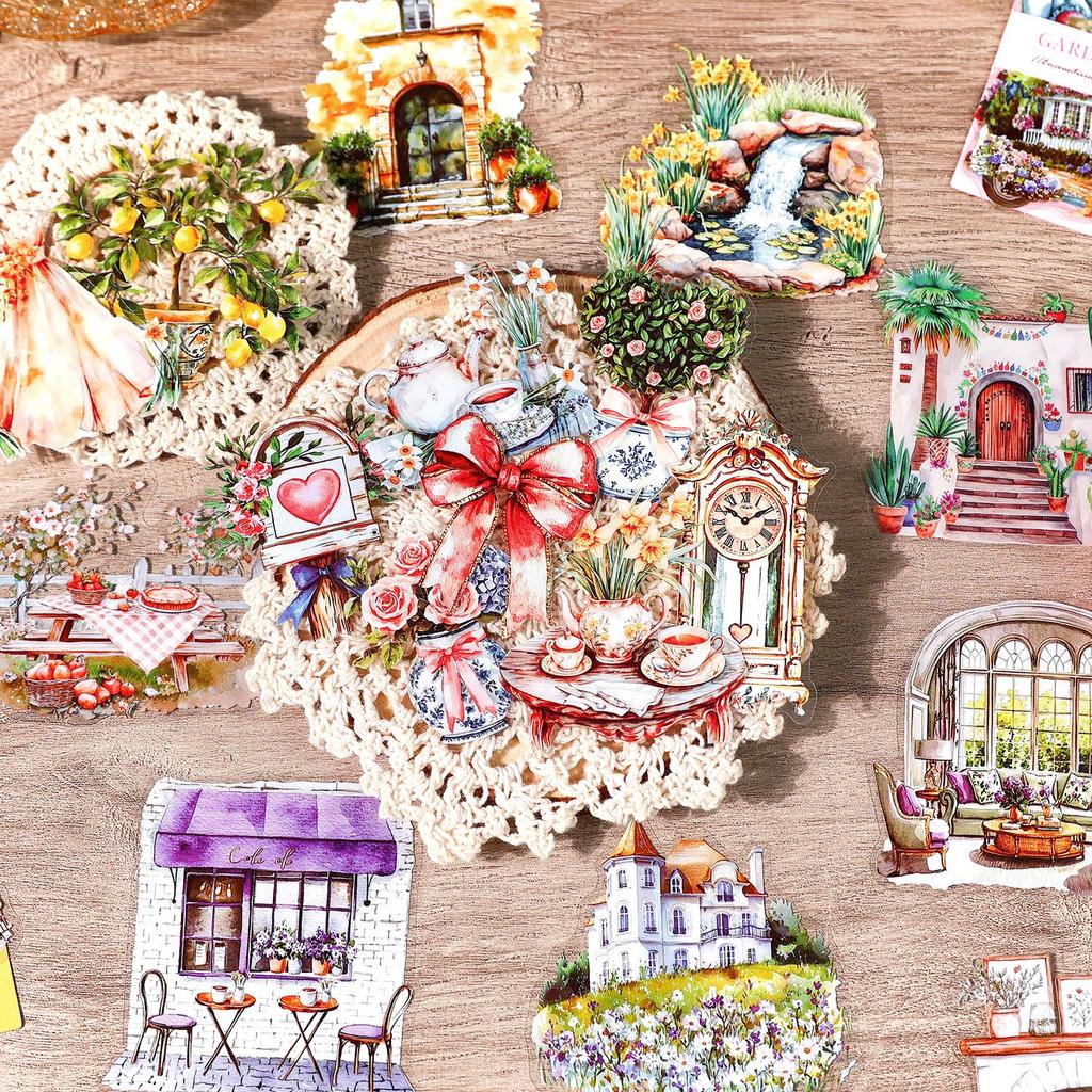 Retro Street Scene Journal Stickers - Gugu Forest Series (20 Sheets)