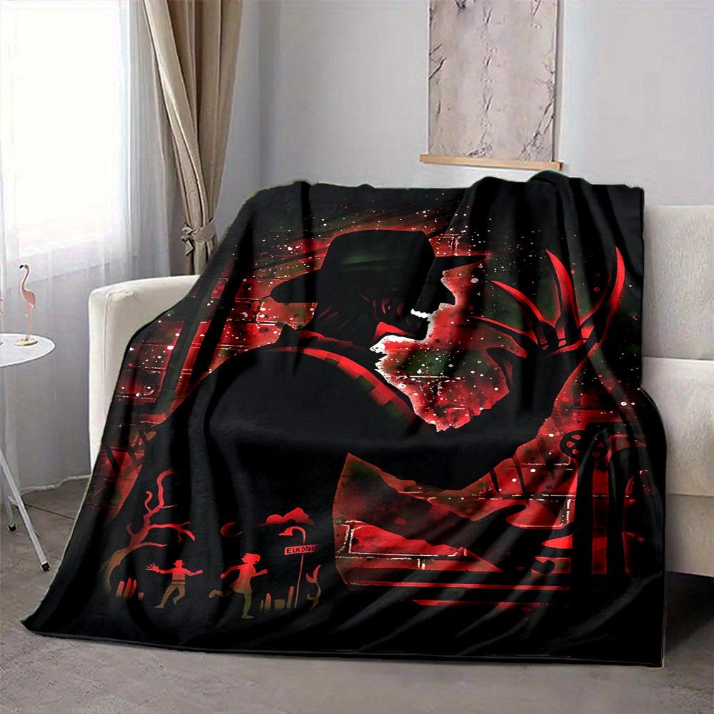 1pc A Nightmare on Elm Street Flannel Throw Blanket - HD Printed Lightweight Soft Warm All-Season Blanket for Sofa, Bed, Travel, Camping 055