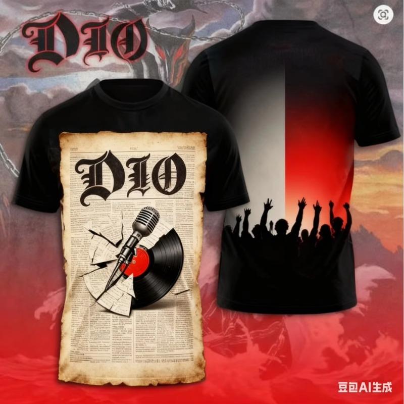 Vintage Rock Dio Band 3D Print T-shirt Men Women Fashion Hip Hop Casual Short Sleeve Tops Tees Mens Clothing Streetwear men New