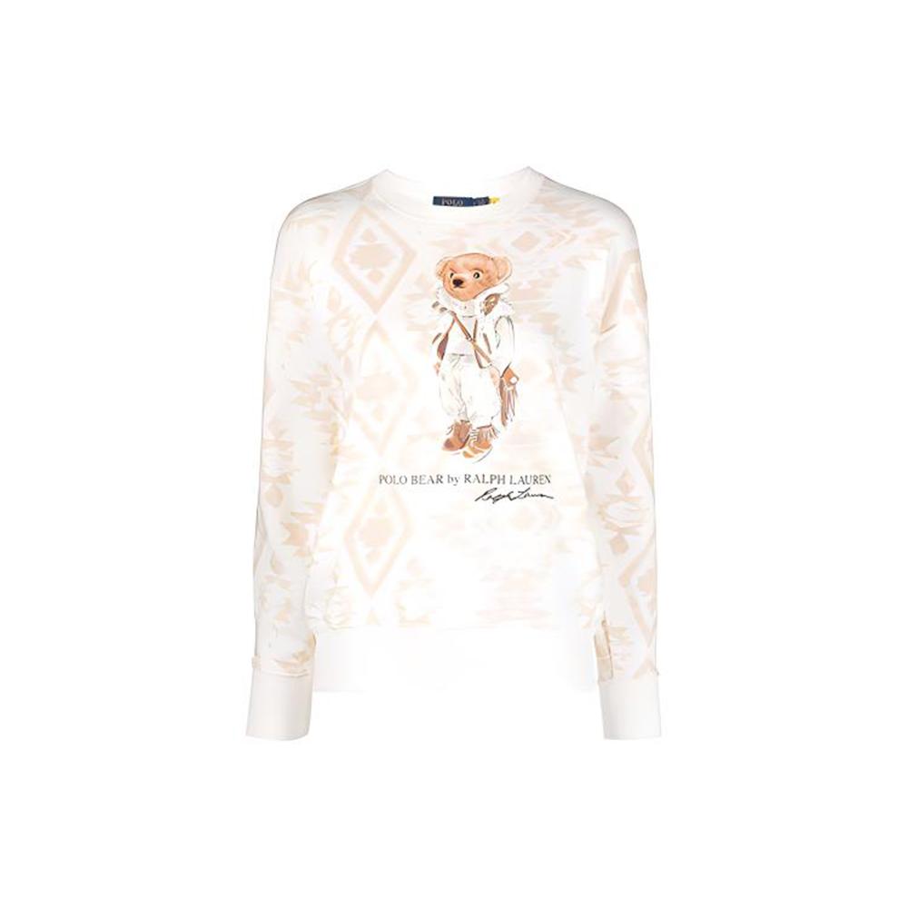 Polo Ralph Lauren FW21 Bjørnemønster Trykt Rundhalset Genser Dame Genser Beige 211846895-001