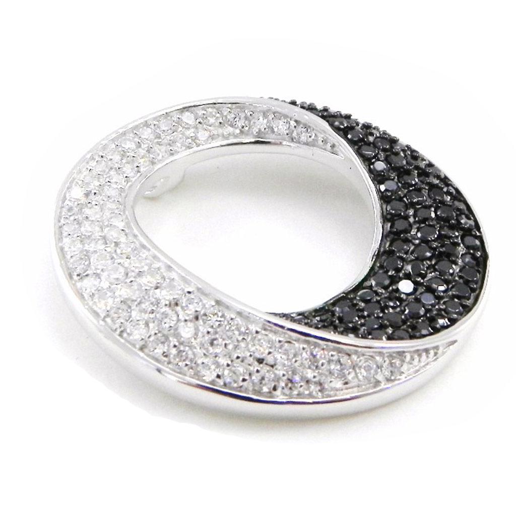 Les Trésors De Lily [I8594] - Silver Pendant 'Romy' Black White