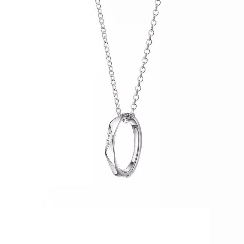Letter Diamond Couple Ring Necklace for Men and Women, Fashionable Students, Collarbone Chain