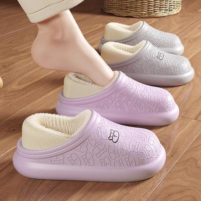 Wasserdichte Baumwollpantoffeln Herbst und Winter Indoor Zuhause 2025 neue Tasche Absatz tragen warme Plüsch-Baumwollschuhe