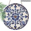 2D Flat Aluminum Sign Vintage Blue Floral Pattern Decorative Sign 7.87 Inches X 7.87 Inches Perfect for Decorating Homes, Porches, Living Rooms, and