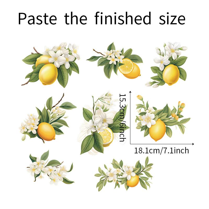Fresh Lemon Green Leaves Wall Sticker Self-Adhesive for Living Room Kitchen Entrance Home Decoration