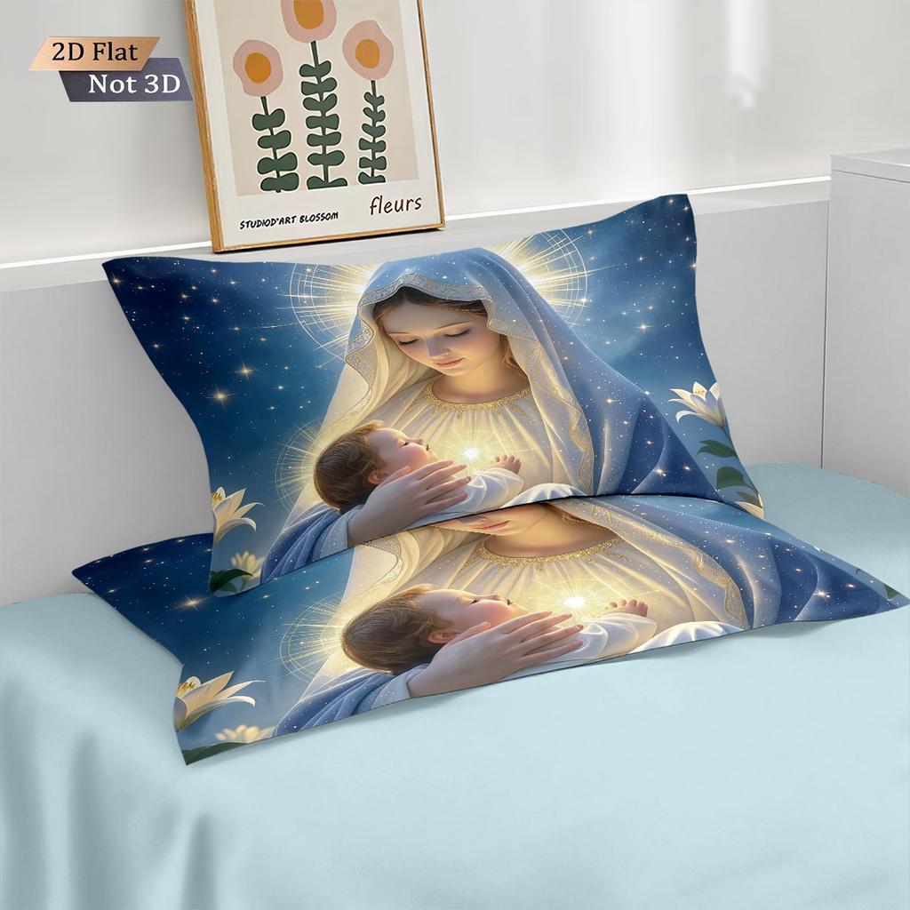 3-teiliges Bettwäscheset ohne Kern mit Aufdruck der Heiligen Jungfrau Maria Weich und bequem Schlafsaal Schlafzimmer Mehrere Größen Maschinenwaschbar